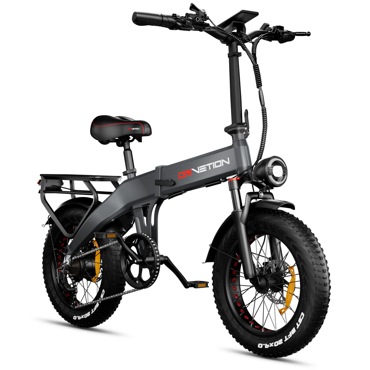 Drvetion BT20 — grey e-bike front three-quarter view
