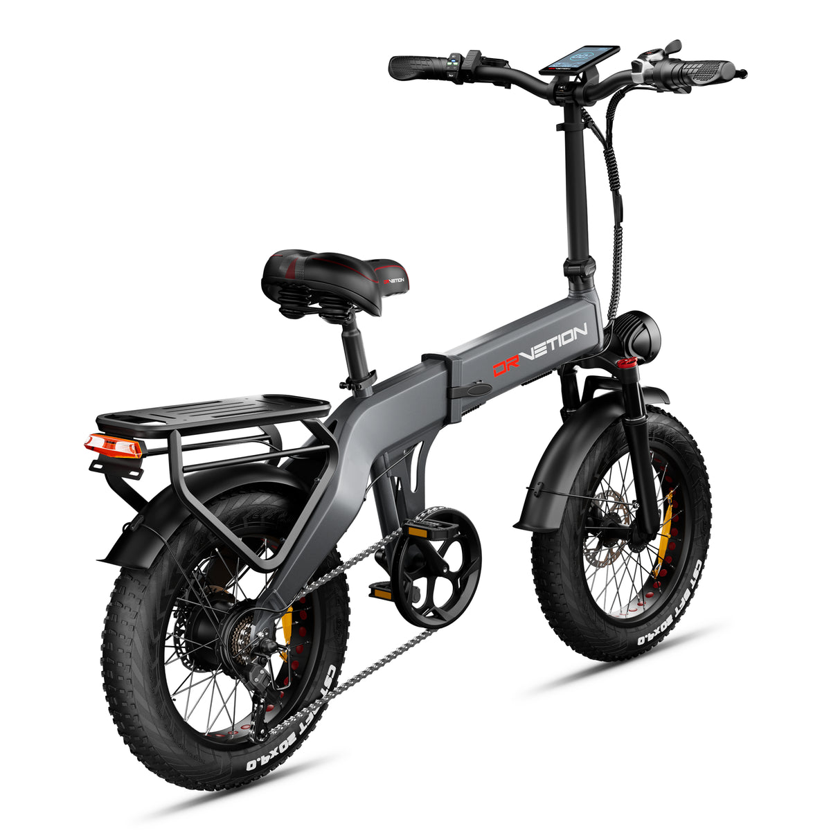 Drvetion BT20 — grey e-bike rear three-quarter view