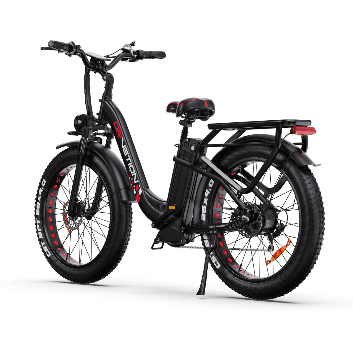 Drvetion CTR26 — black e-bike rear three-quarter view