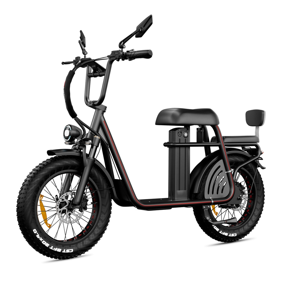 Drvetion ET20 — black electric scooter opposite front three-quarter view