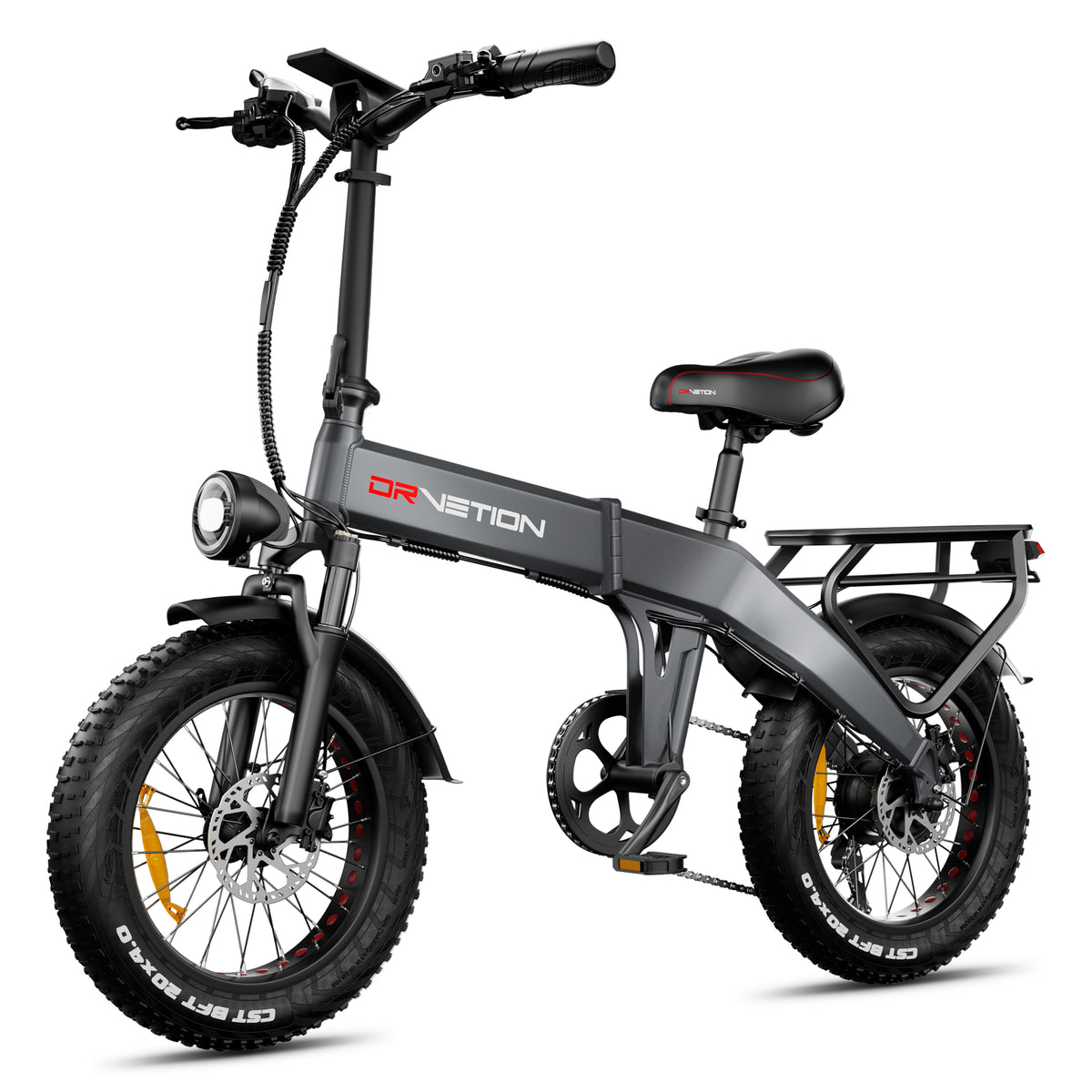 Drvetion BT20 — grey e-bike opposite front three-quarter view
