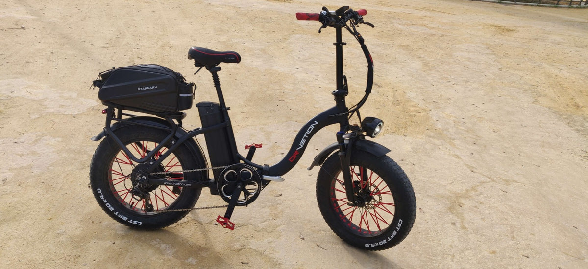 Drvetion CT20 PRO MAX — parked outdoors with a bag on the rear rack