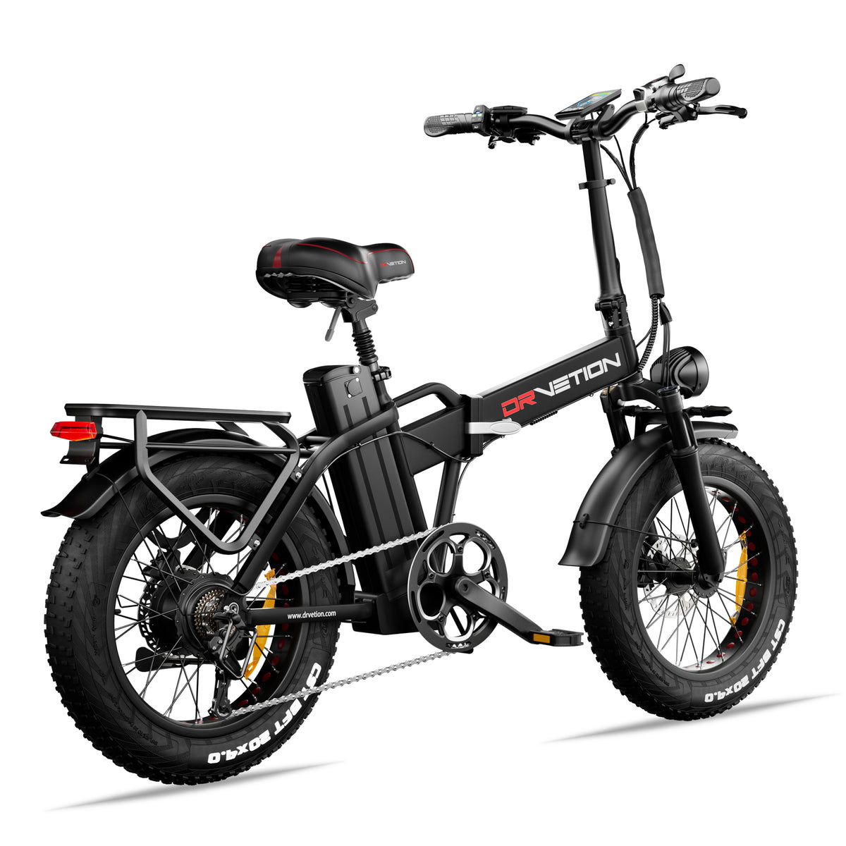 Drvetion AT20 PRO MAX — rear three-quarter view with rack