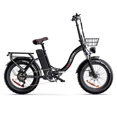 Black Drvetion CT20 PRO MAX step-through e-bike with fat tires, front basket and rear rack
