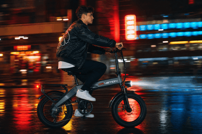 Drvetion BT20 — rider on an e-bike at night