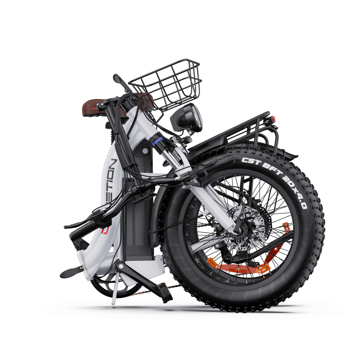 Drvetion CT20 — white e-bike folded for storage
