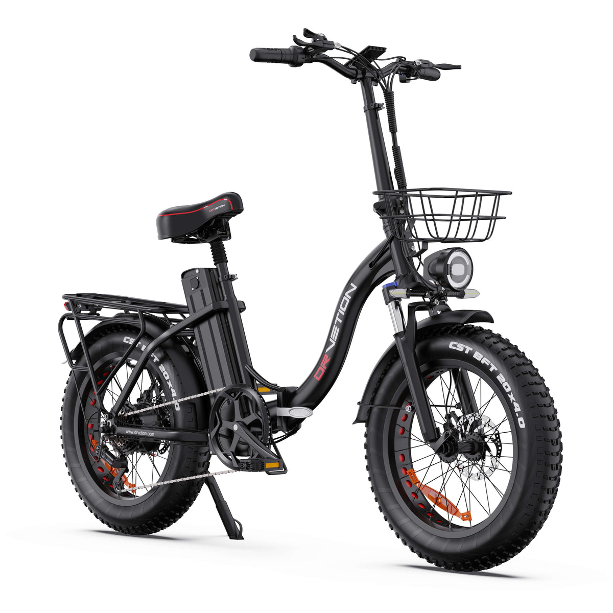 Drvetion CT20 PRO — black e-bike front three-quarter view