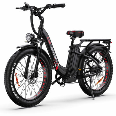 Drvetion CTR26 — black e-bike opposite front three-quarter view