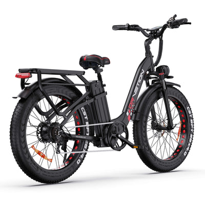 Drvetion CTR26 — black e-bike opposite rear three-quarter view